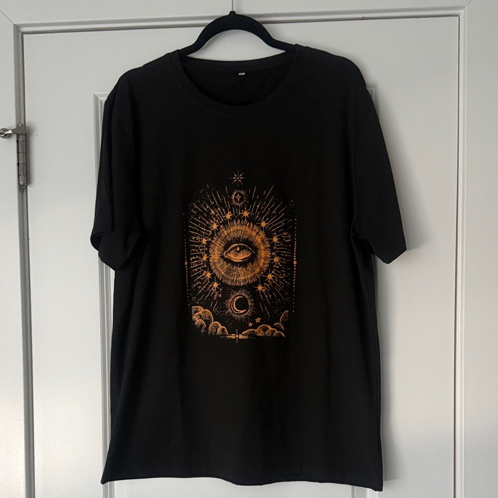 Black Graphic T-Shirt with Eye Design